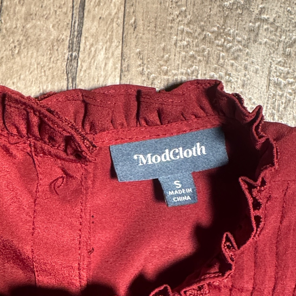 Modcloth Red Ruffled Blouse - Size S - Picture 2 of 11